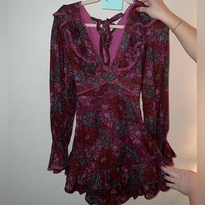 Long Sleeve Olivaceous dress with a cross tie back